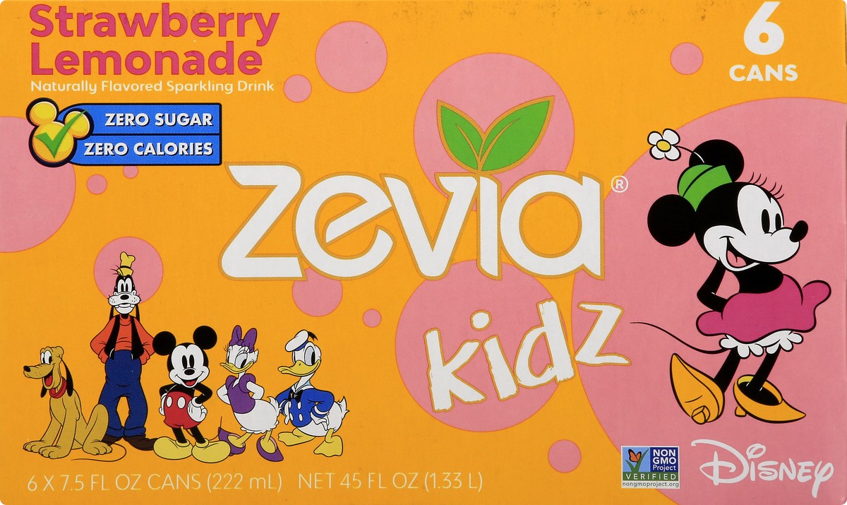 slide 7 of 9, Zevia Kids Zero Sugar Strawberry Lemon Sparkling Drink 6 - 7.5 fl oz Cans, 6 ct