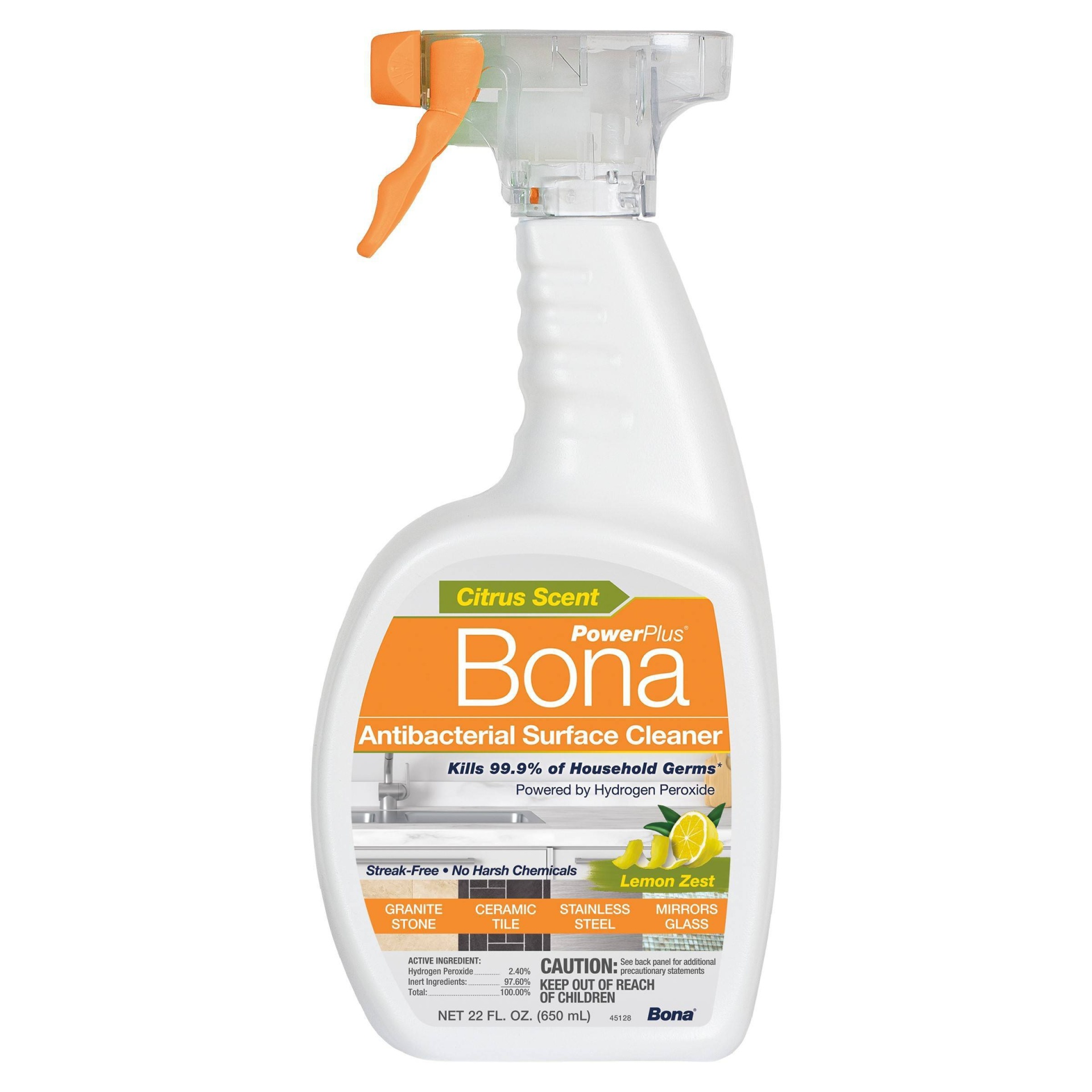 slide 1 of 9, Bona PowerPlus Antibacterial All Purpose Cleaner Spray - Lemon Zest, 22 fl oz