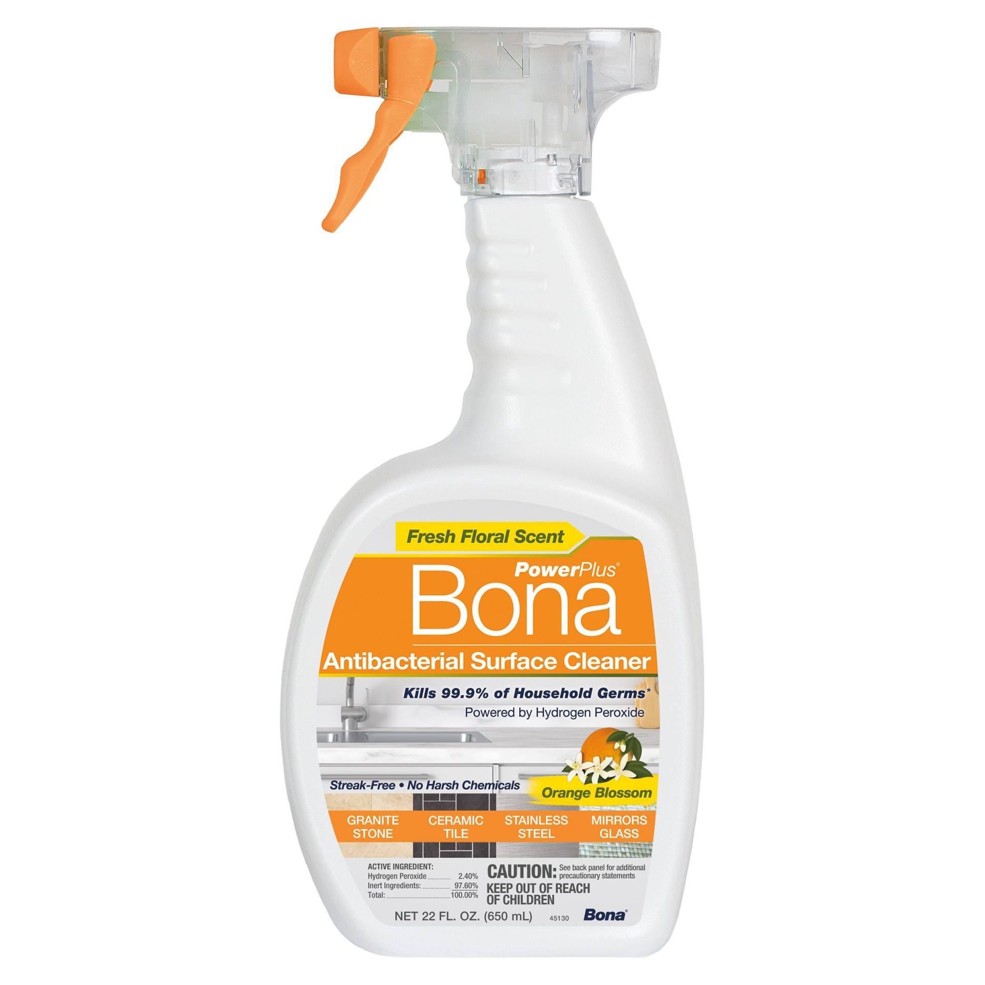 slide 1 of 9, Bona PowerPlus Antibacterial Surface Cleaner - Orange Blossom, 22 fl oz