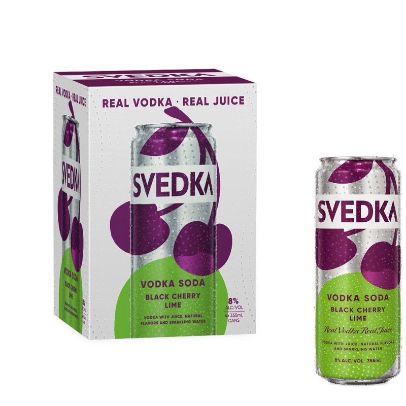 slide 1 of 1, SVEDKA Black Cherry Lime Vodka Soda Cocktail - 4pk/355ml Cans, 4 ct; 355 ml