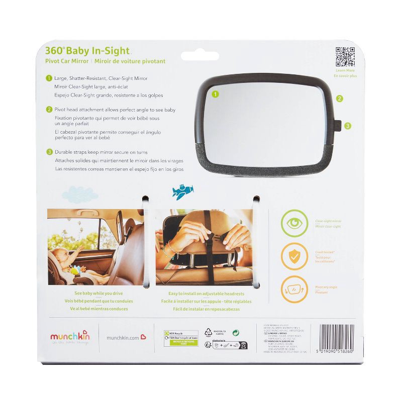 slide 9 of 10, Munchkin Brica 360° Pivot Baby In-Sight Adjustable Car Mirror - Black, 1 ct