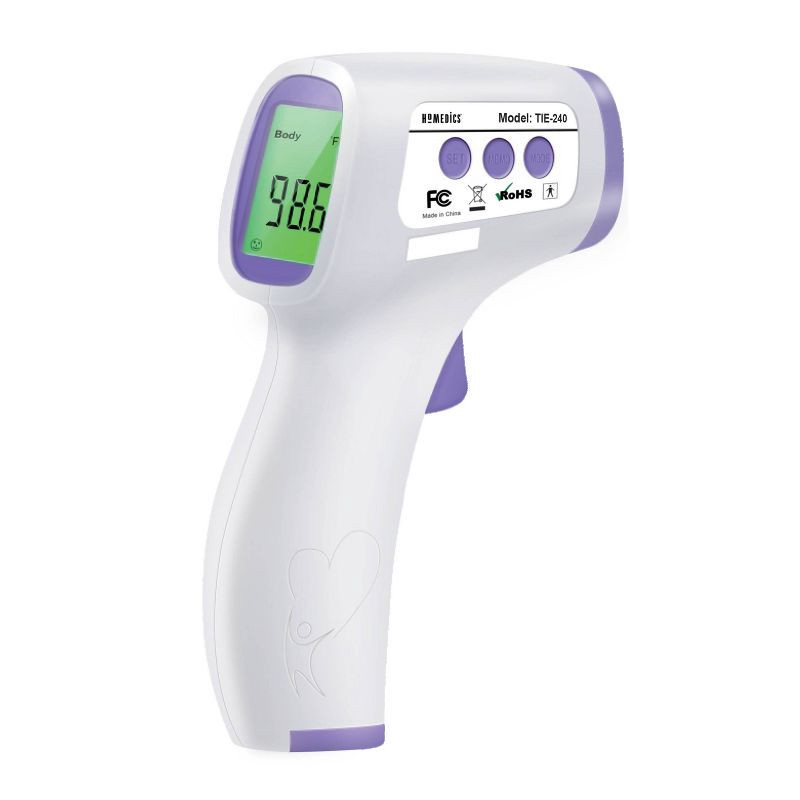 slide 1 of 6, HoMedics No Contact Infrared Digital Thermometer for Body, Food, Liquid, and Room, 1 ct