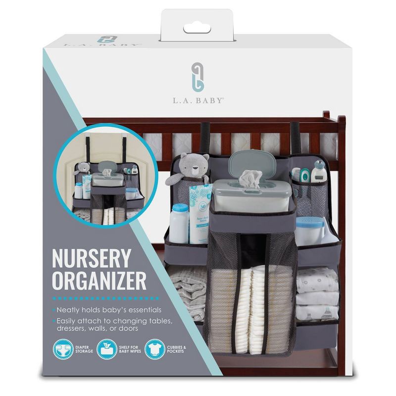 slide 2 of 7, L.A. Baby LA Baby Diaper Caddy and Nursery Organizer for Baby's Essentials - Gray, 1 ct