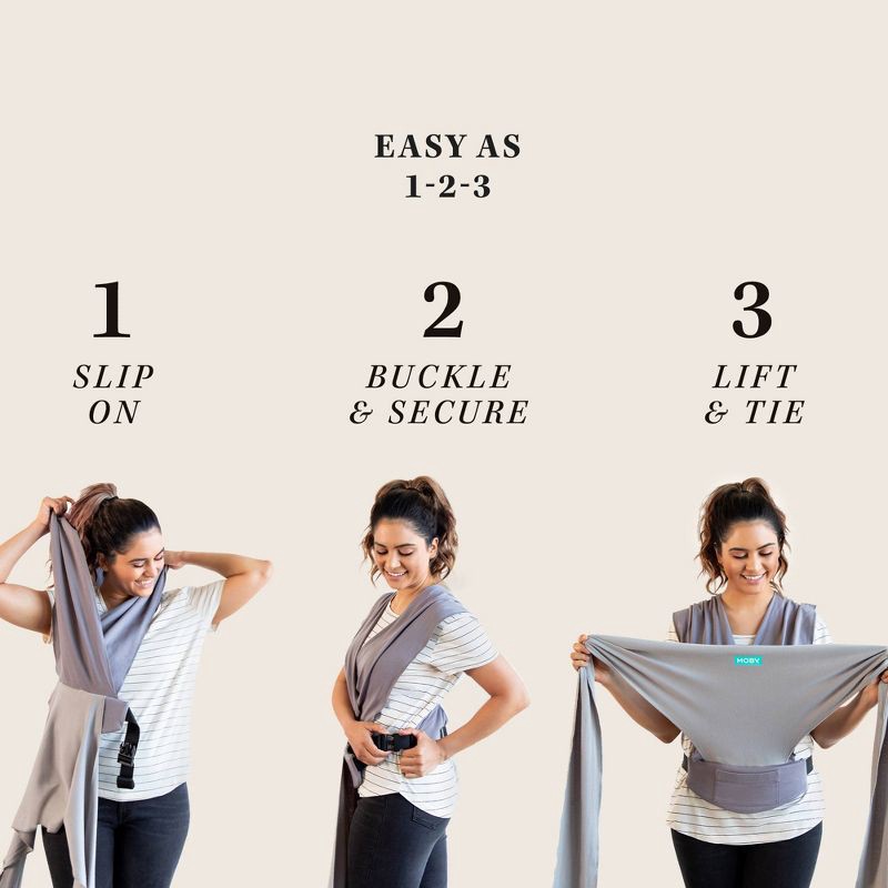 slide 11 of 12, Moby Easy-Wrap Baby Carrier - Smoked Pearl, 1 ct