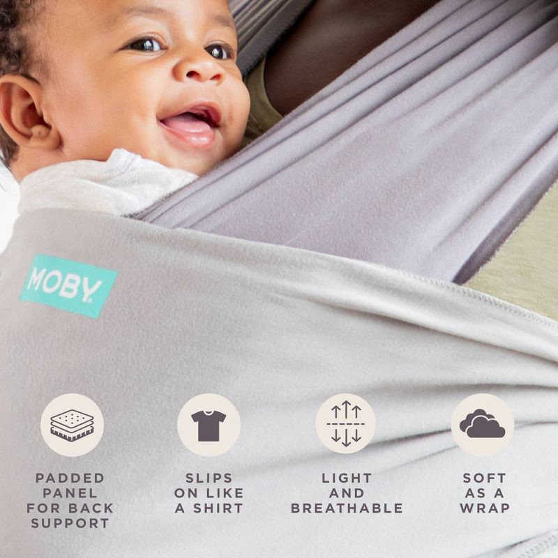 slide 7 of 12, Moby Easy-Wrap Baby Carrier - Smoked Pearl, 1 ct