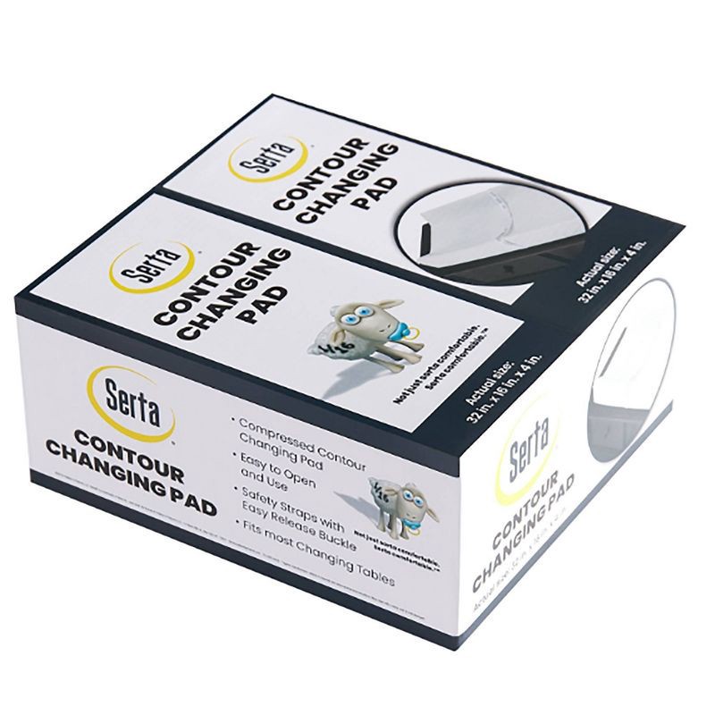 slide 5 of 5, Serta Foam Contoured Changing Pad with Waterproof Cover - White, 1 ct