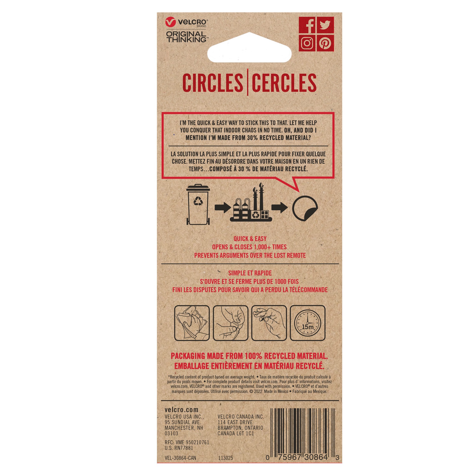 slide 2 of 6, Velcro Brand White Stick 'em Circles, 3/4 in