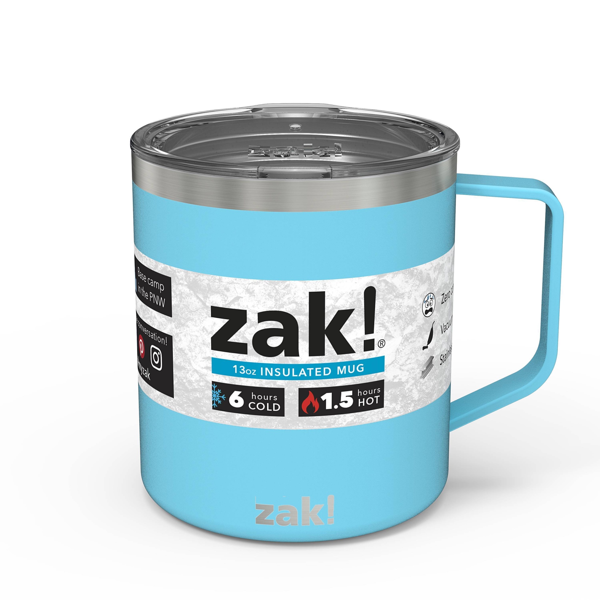 slide 1 of 7, Zak! Designs Double Wall Stainless Steel Explorer Mug - Purist Blue, 13 oz