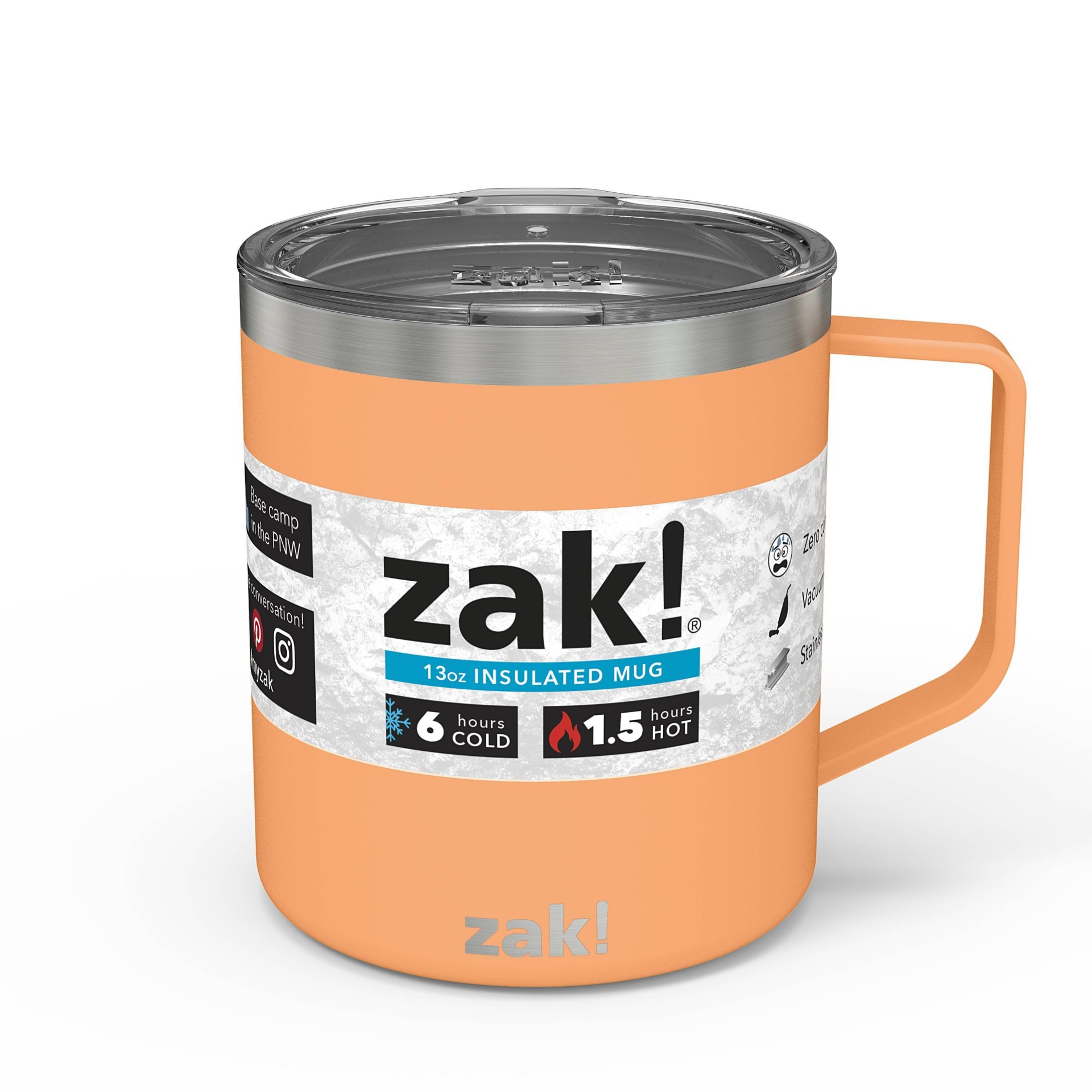 slide 1 of 7, Zak! Designs Double Wall Stainless Steel Explorer Mug - Cantaloupe, 13 oz