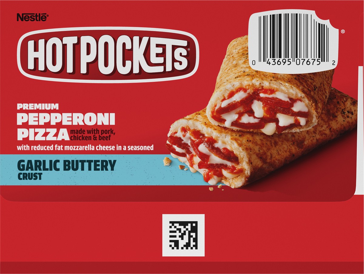 slide 14 of 14, Hot Pockets Pepperoni Pizza Garlic Buttery Crust Frozen Snacks, Pizza Snacks Made with Mozzarella Cheese, 17 Count Frozen Sandwiches, 76.50 oz