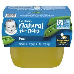 Gerber Stage 1 Baby Food Peas, 2 oz Tubs, 2-Pack