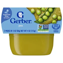 Gerber Stage 1 Baby Food Peas, 2 oz Tubs, 2-Pack