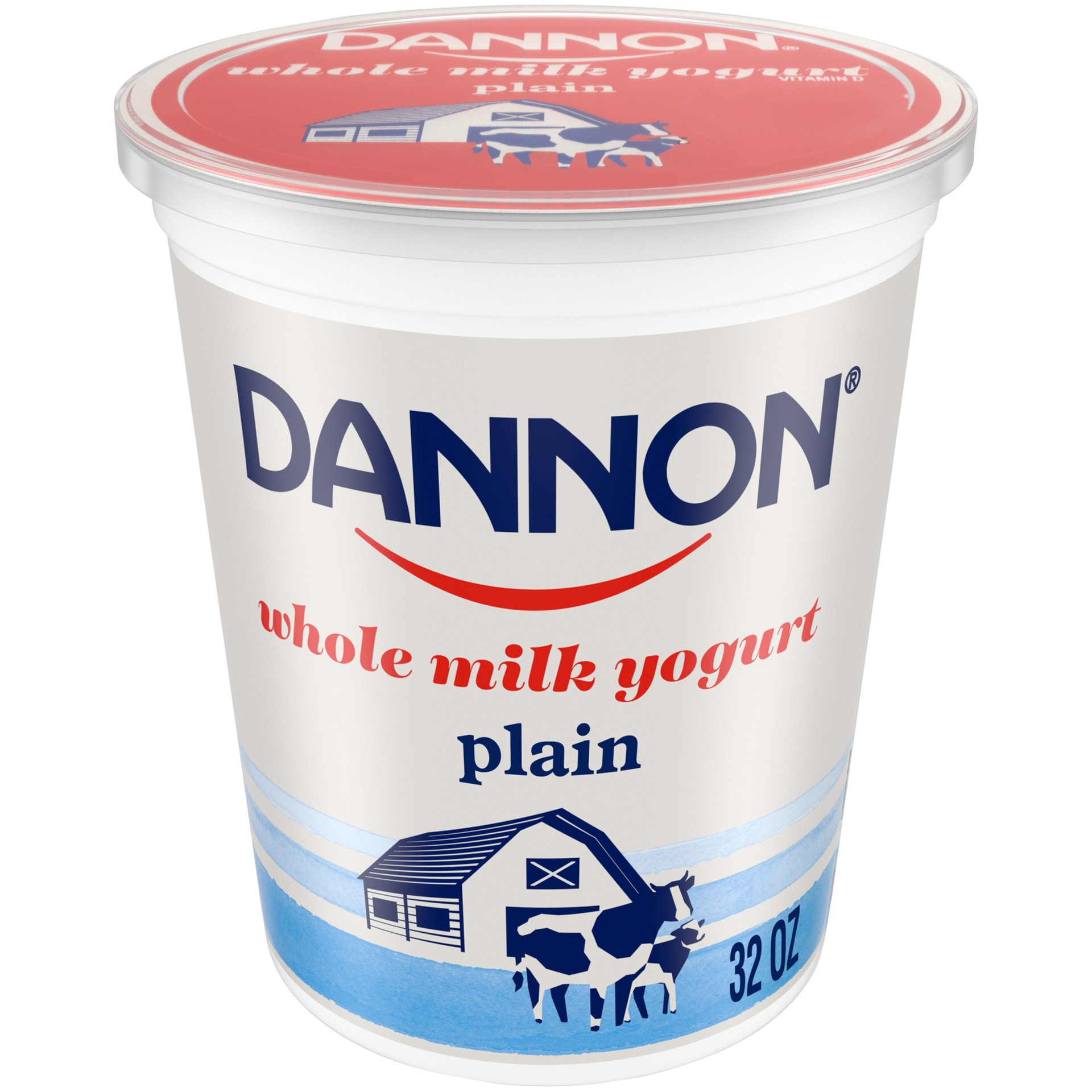 slide 1 of 5, Dannon Whole Milk Non-GMO Project Verified Plain Yogurt, 32 oz
