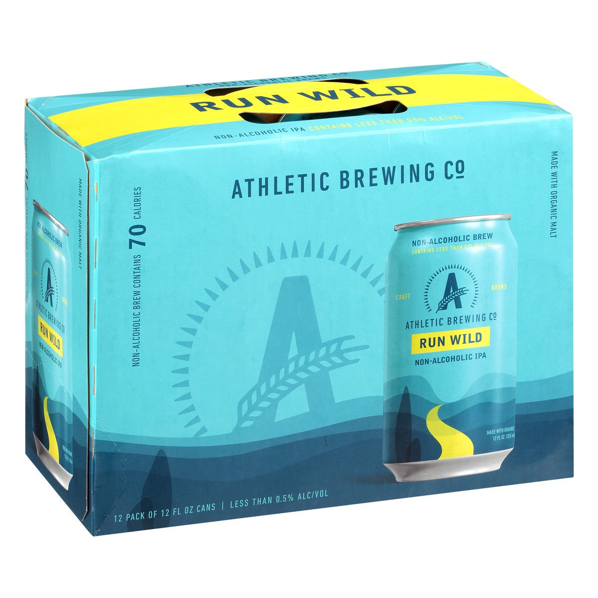 slide 3 of 9, Athletic Brewing Beer, Run Wild, IPA, Non-Alcoholic, 12 Pack, 12 ct; 12 oz