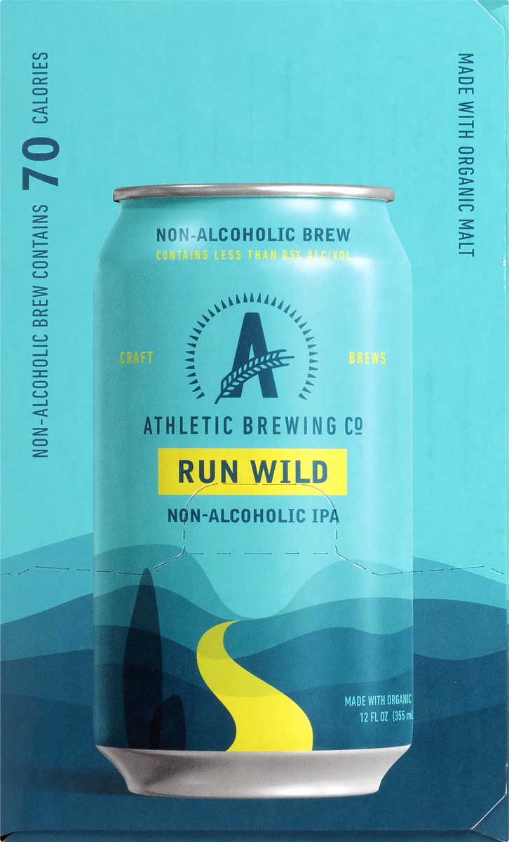 slide 2 of 9, Athletic Brewing Beer, Run Wild, IPA, Non-Alcoholic, 12 Pack, 12 ct; 12 oz