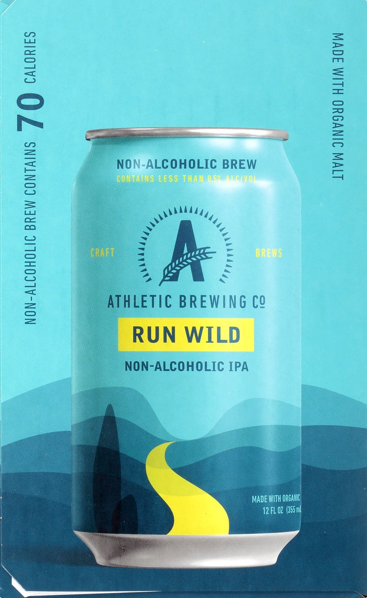 slide 6 of 9, Athletic Brewing Beer, Run Wild, IPA, Non-Alcoholic, 12 Pack, 12 ct; 12 oz