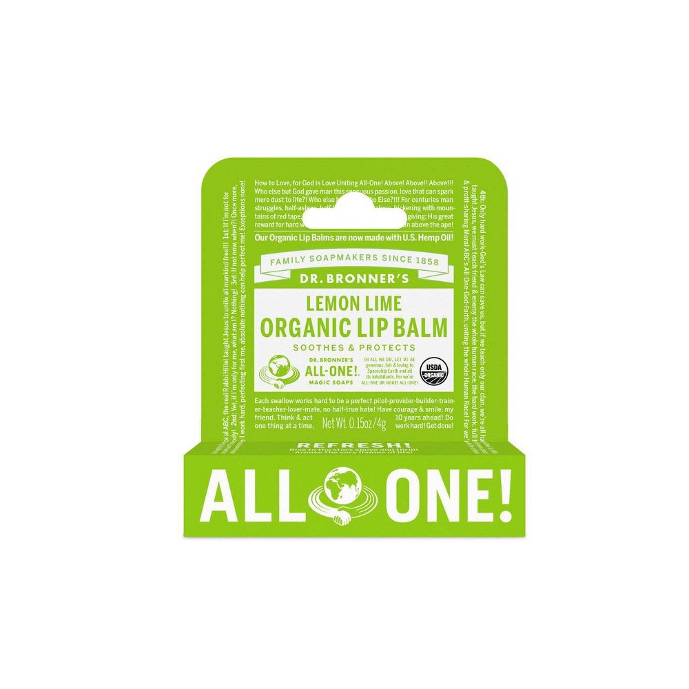 slide 2 of 3, Dr. Bronner's Organic Lip Balm - Lemon Lime - 0.15oz, 0.15 oz