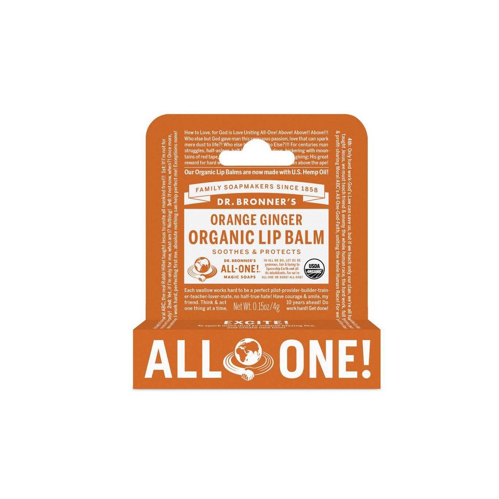 slide 3 of 3, Dr. Bronner's Organic Lip Balm - Orange Ginger - 0.15oz, 0.15 oz