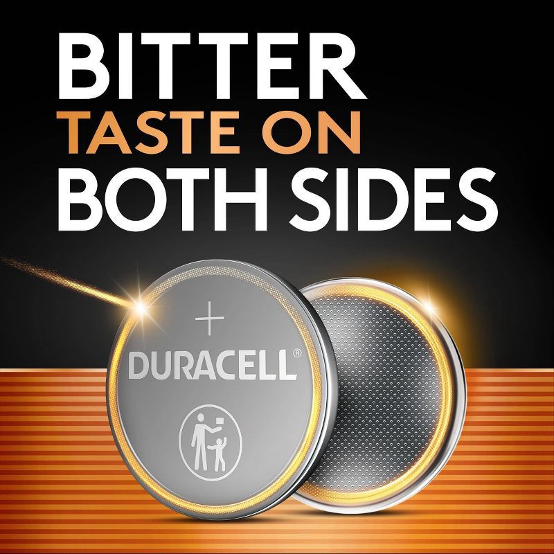 slide 2 of 9, Duracell 2032 Lithium Coin Battery - 2pk Specialty Battery w/ Bitterant Technology: 3V, 265mAh, 2 ct