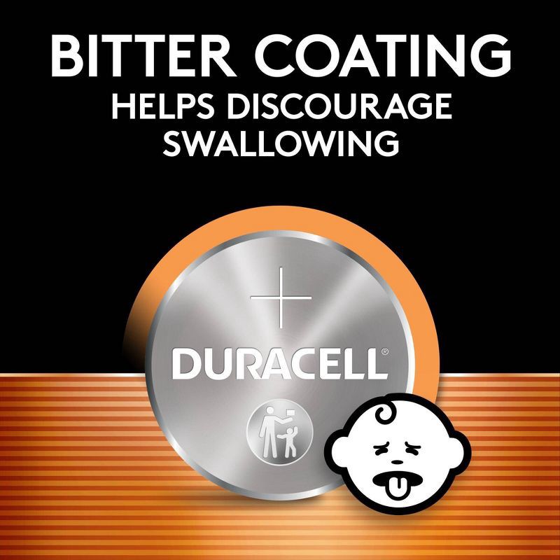 slide 2 of 9, Duracell 2025 Batteries Lithium Coin Button - 2 Pack - Specialty Battery w/ Bitterant Technology: CR2025 3V Single-Use Household Batteries, 2 ct