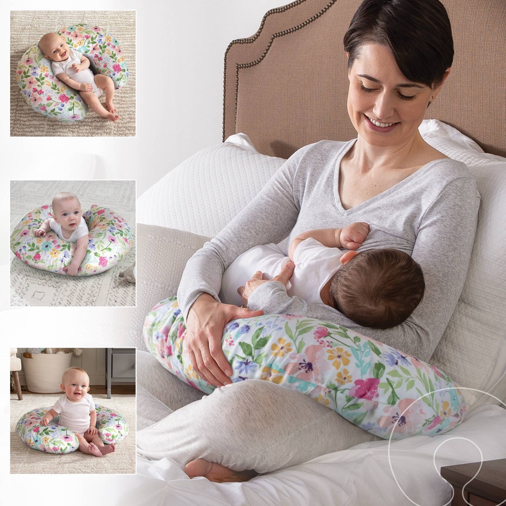 slide 2 of 7, Boppy Original Feeding and Infant Support Pillow - Colorful Watercolor Flowers, 1 ct
