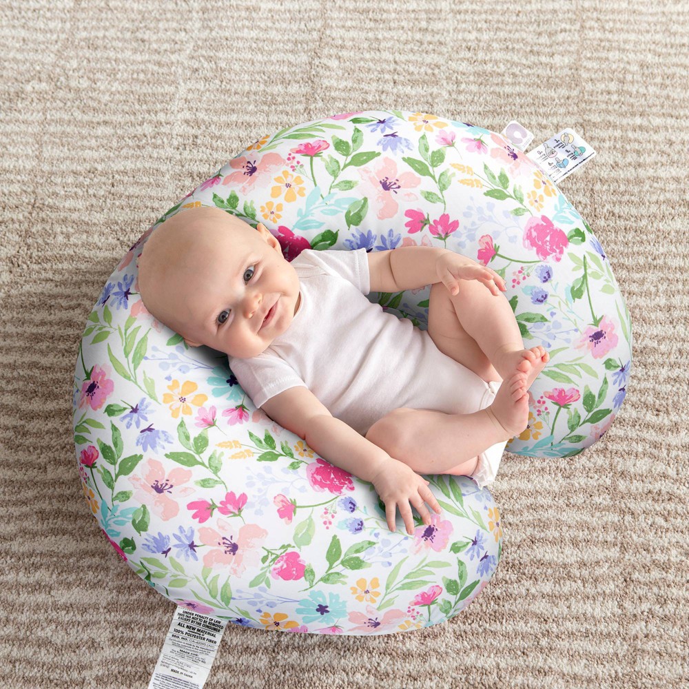 slide 4 of 7, Boppy Original Feeding and Infant Support Pillow - Colorful Watercolor Flowers, 1 ct