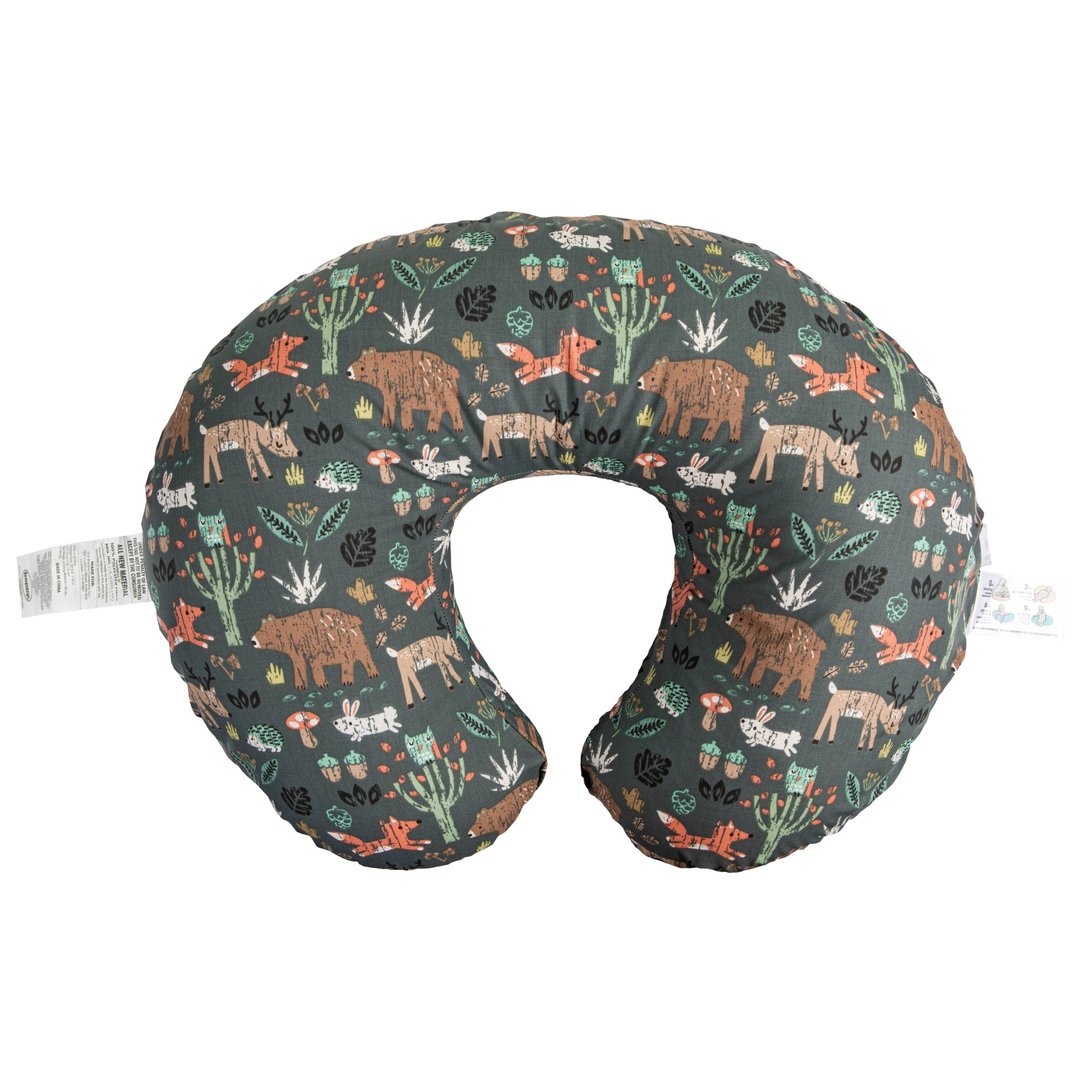 slide 1 of 6, Boppy Original Feeding and Infant Support Pillow - Green Forest Animals, 1 ct