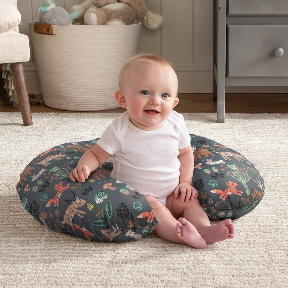 slide 3 of 6, Boppy Original Feeding and Infant Support Pillow - Green Forest Animals, 1 ct