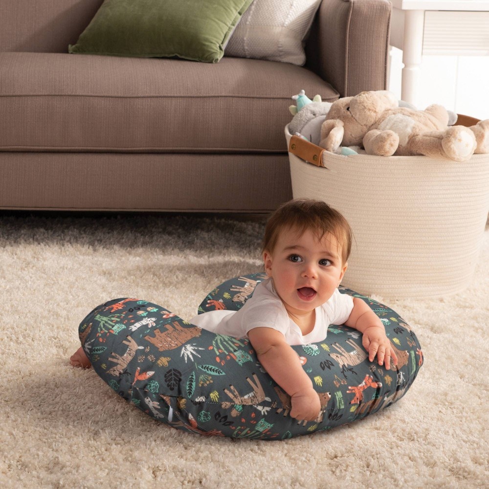 slide 4 of 6, Boppy Original Feeding and Infant Support Pillow - Green Forest Animals, 1 ct
