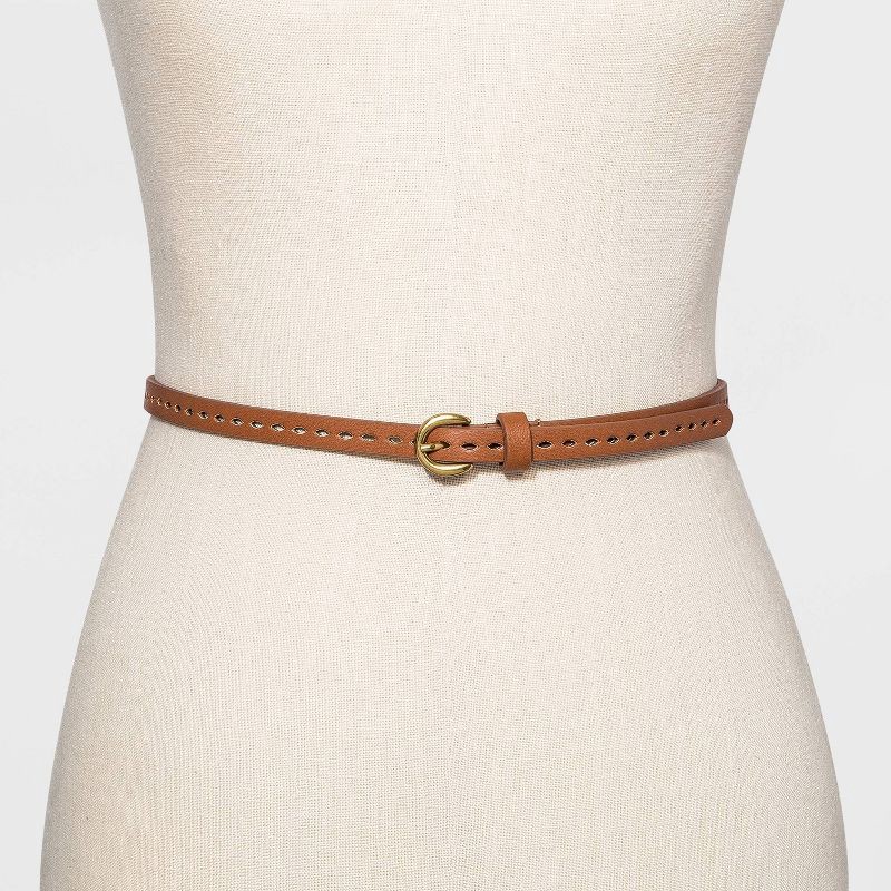 slide 3 of 4, Women's 3pk Laser Cut Belt - Universal Thread™ Black/Beige/Brown S: Adjustable Strap, Solid Pattern, 3 ct