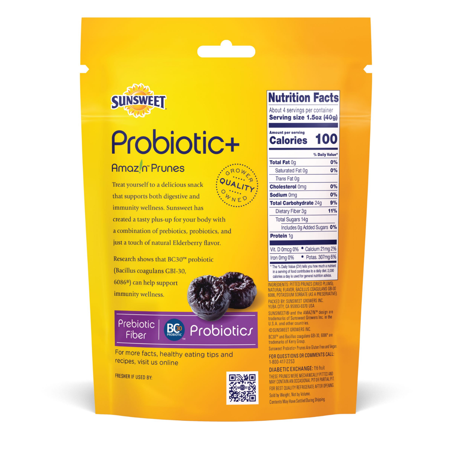 slide 2 of 2, Sunsweet Amaz'n Probiotic+ Elderberry Prunes 6 oz, 6 oz