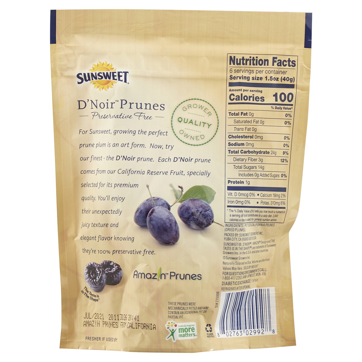 slide 5 of 5, Sunsweet D'Noir Prunes, 8 oz