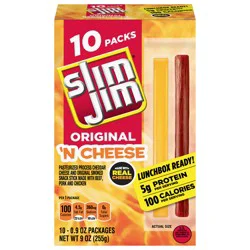 Slim Jim Original 'N Cheese Snack Stick 10 - 0.9 oz Packages