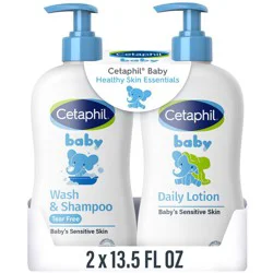 Cetaphil Baby Healthy Skin Essentials Gift Set with Baby Wash and Shampoo + Baby Lotion, Hypoallergenic - 2ct