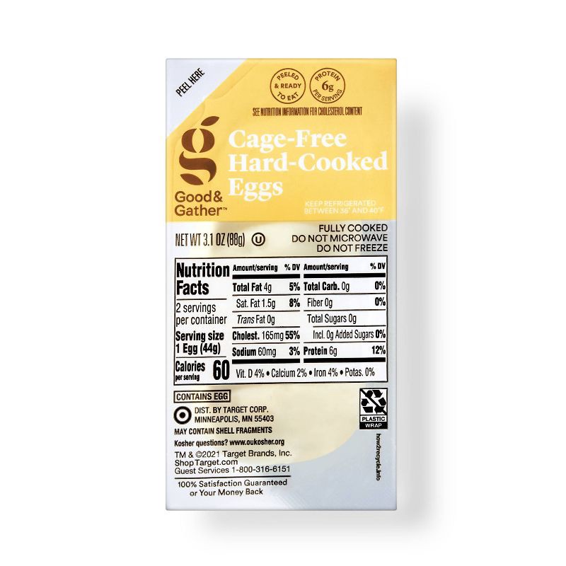 slide 1 of 3, Cage-Free Hard Cooked Eggs - 2ct - Good & Gather™, 2 ct