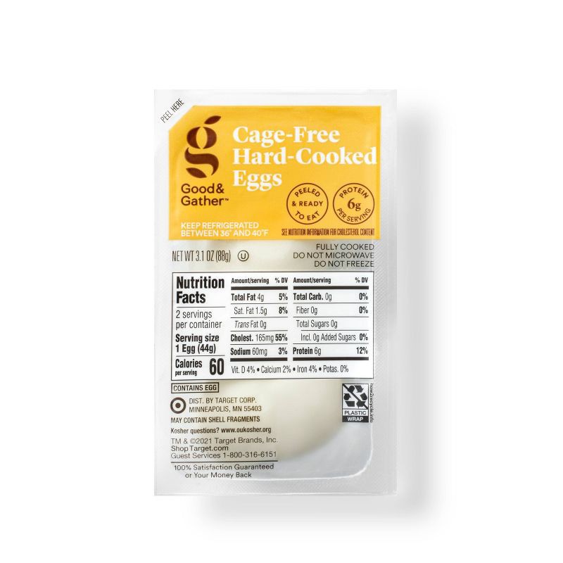 slide 1 of 3, Cage-Free Hard Cooked Eggs - 2ct - Good & Gather™, 2 ct