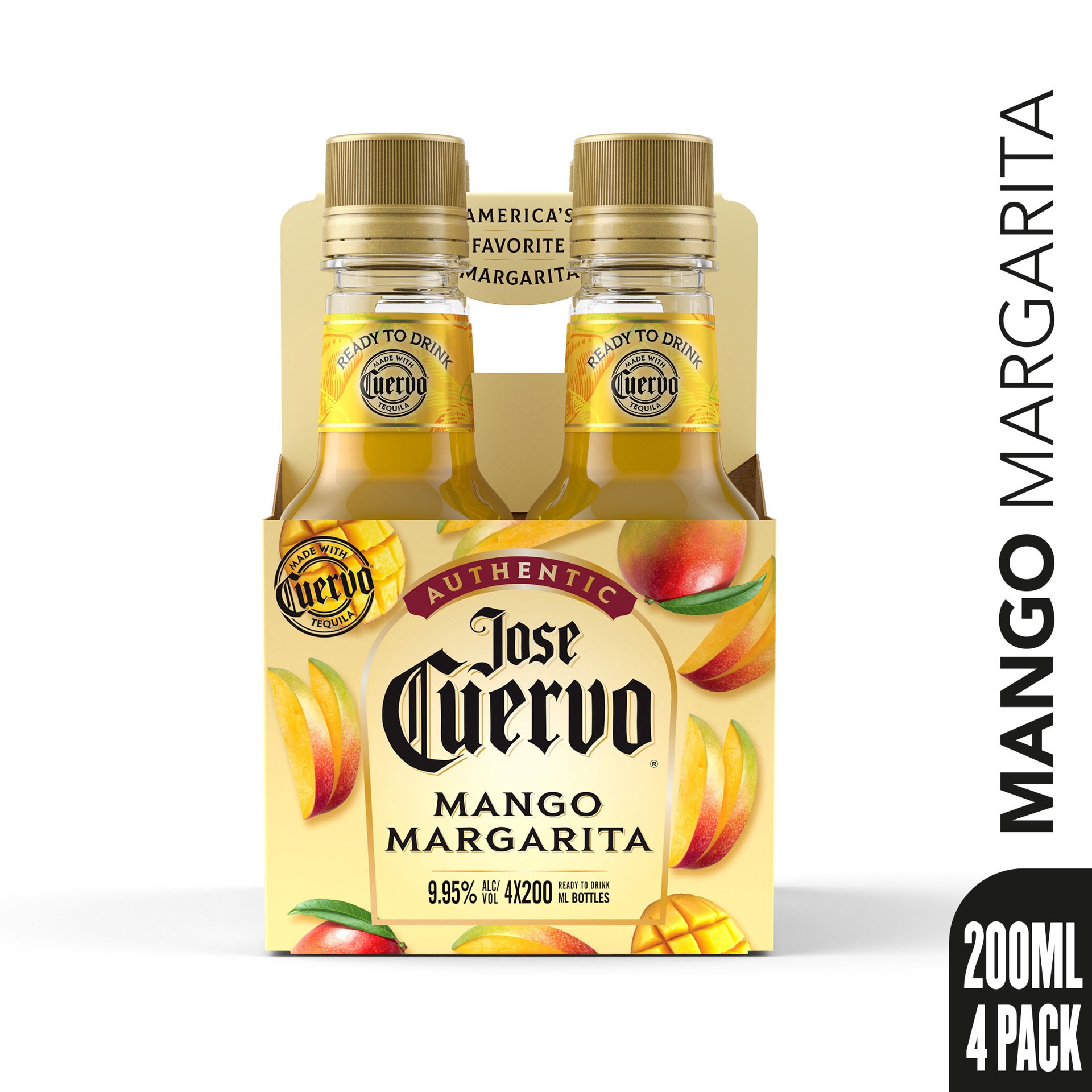 slide 2 of 5, Jose Cuervo Authentic Margarita Mango Ready to Drink Cocktail (4 pack, 200 ml), 800 ml