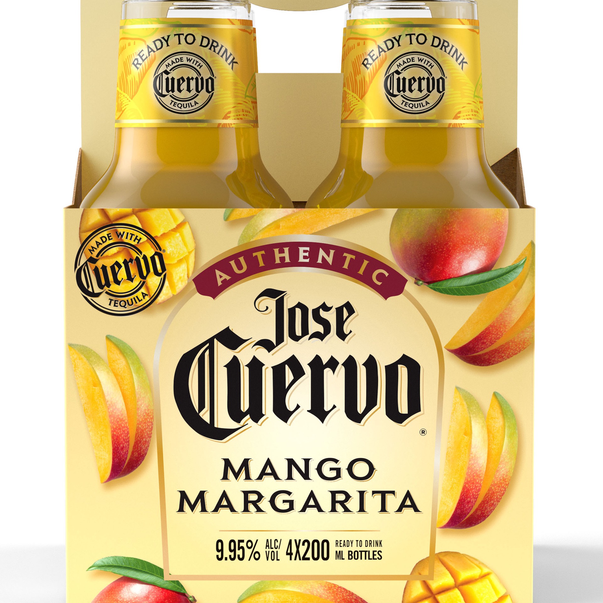 slide 3 of 5, Jose Cuervo Authentic Margarita Mango Ready to Drink Cocktail (4 pack, 200 ml), 800 ml