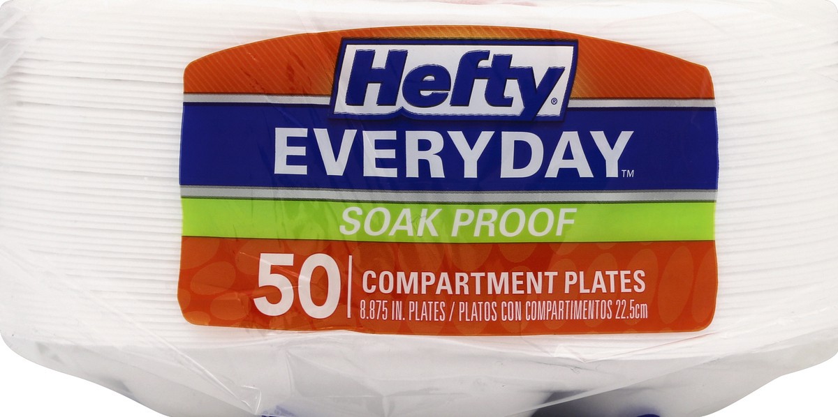 Hefty Everyday Plates Soak Proof Compartment 8.875 In Foam Plates, Plates