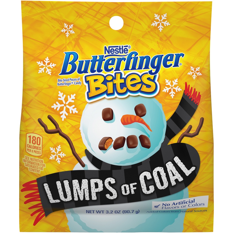 slide 1 of 6, Butterfinger Bites Lumps Of Coal Candy, 3.2 oz