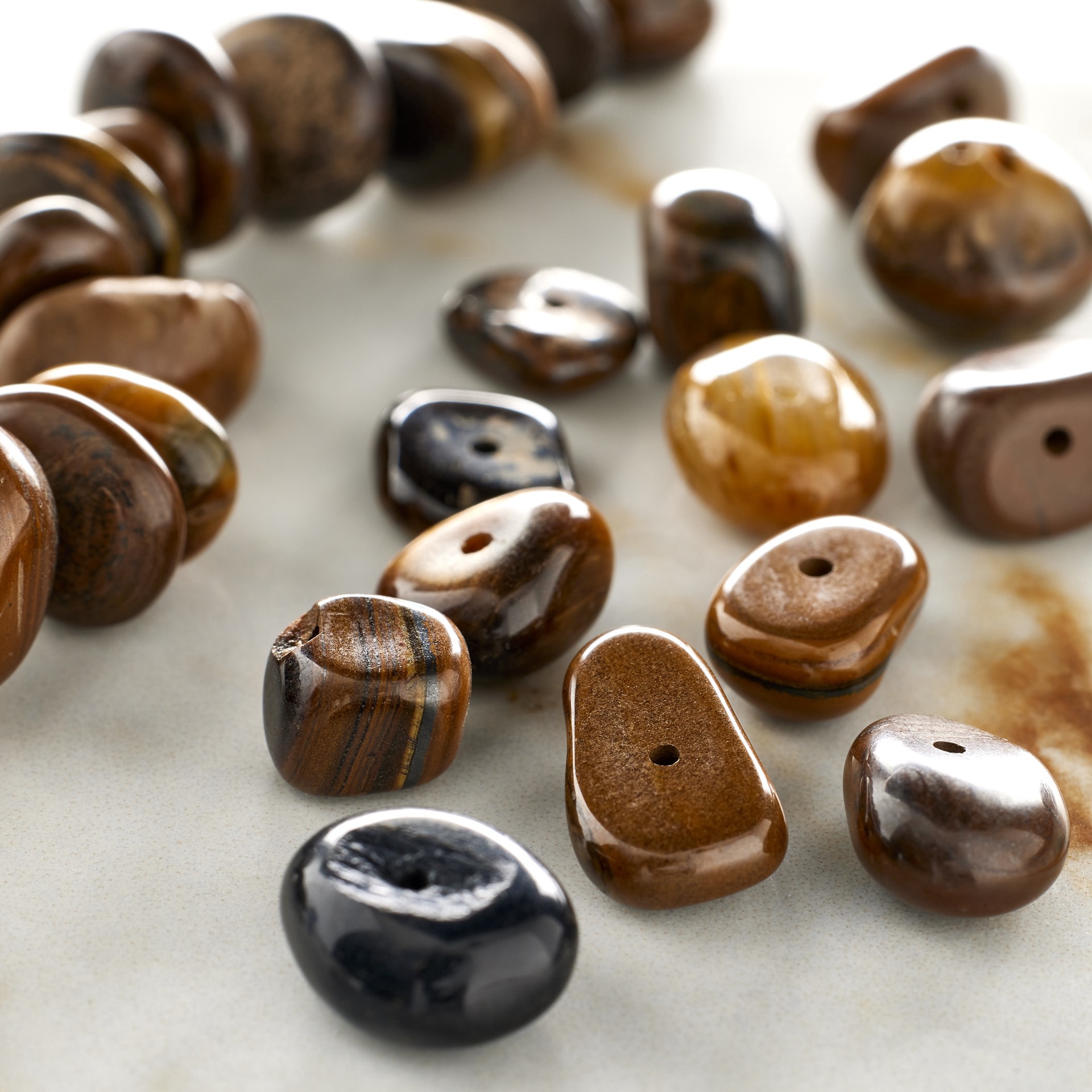 slide 3 of 3, Brown Tiger Eye Stone Nugget Beads By Bead Landing, 10 mm
