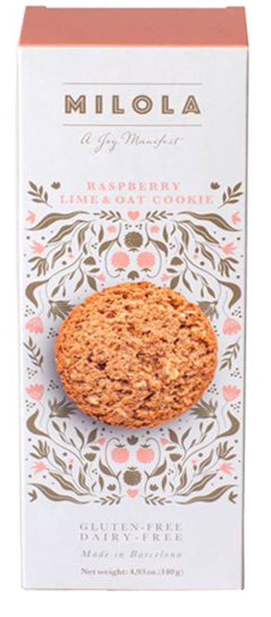 slide 1 of 1, Milola Raspberry Lime & Oat Cookies, 4.93 oz