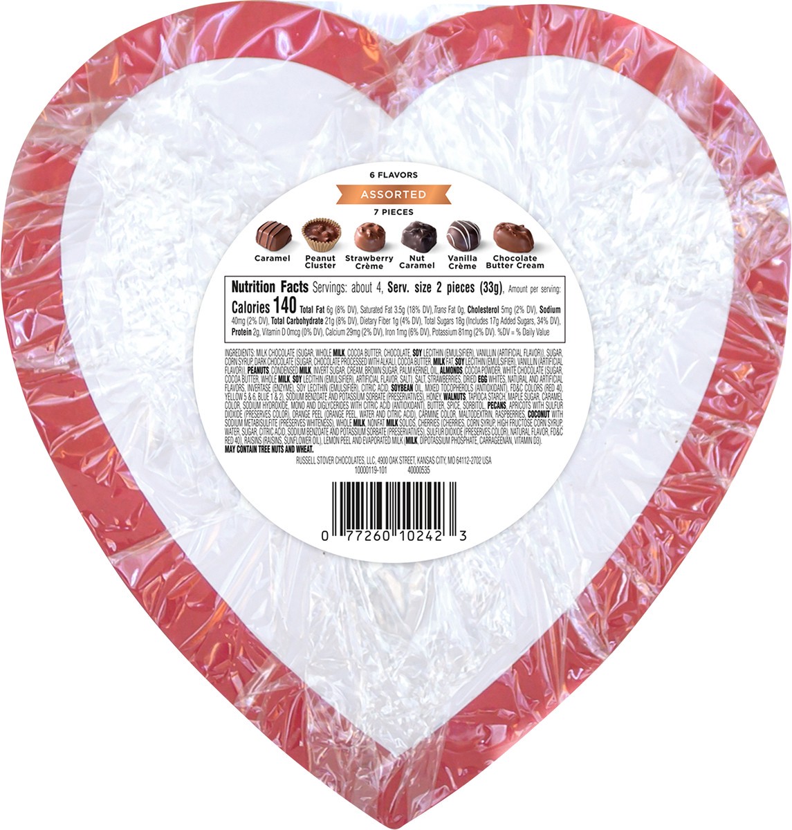 slide 4 of 8, Russell Stover Valentine's Day Color Sticker Dinosaur Assorted Milk & Dark Chocolate Gift Box, 4.3 oz. (˜ 7 pieces), 7 ct