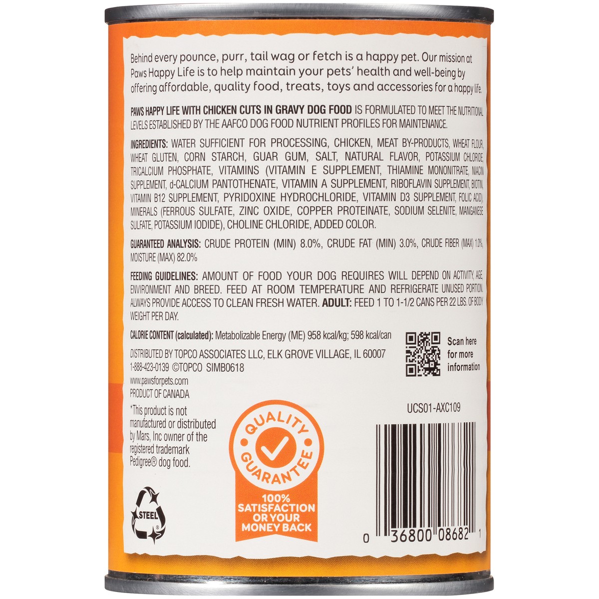 slide 5 of 9, Paws Happy Life Chicken Cuts In Gravy Dog Food, 22 oz