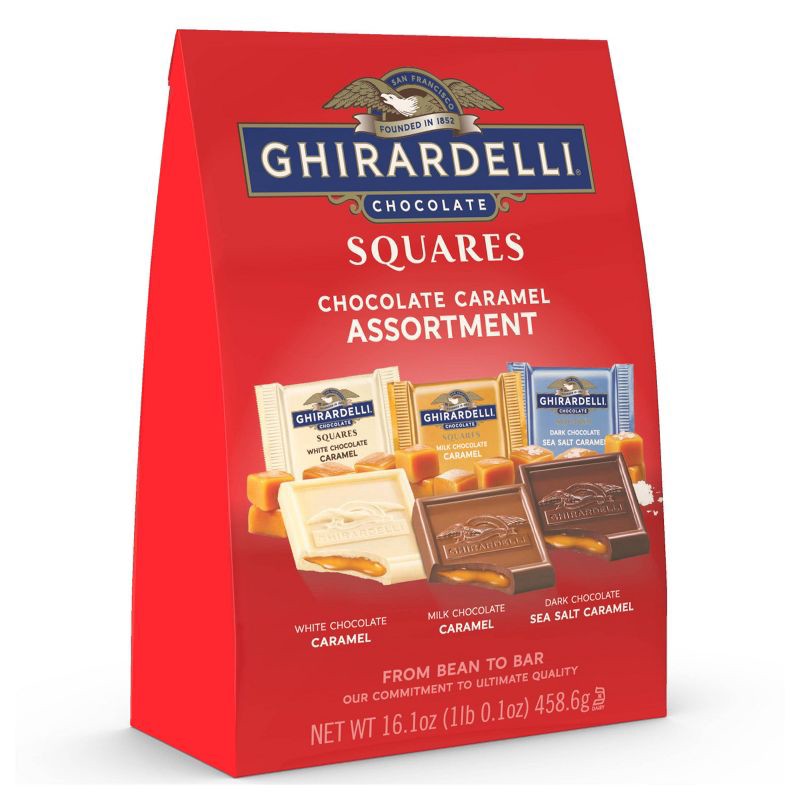 slide 1 of 6, GHIRARDELLI Chocolate Caramel Assortment Candy SQUARES - 16.1oz, 16.1 oz