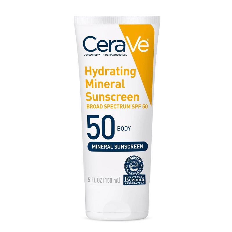 slide 1 of 9, CeraVe Hydrating 100% Mineral Sunscreen for Body - SPF 50 - 5 fl oz, 0 x 5 fl oz