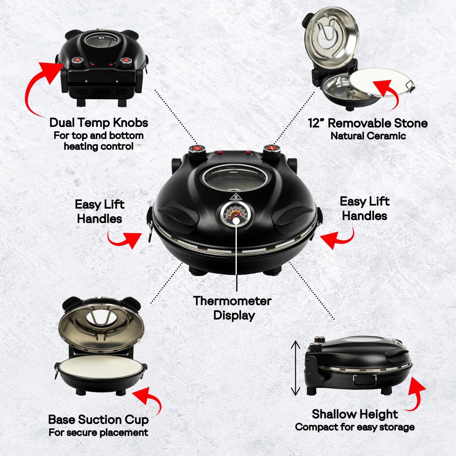 slide 3 of 6, Granitestone Piezano 12in Pizza Stone Pizza Oven 1 ea, 1 ct