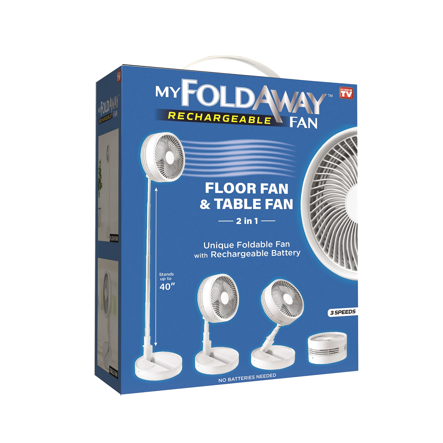 slide 1 of 1, My Foldaway Fan Floor Fan & Table Fan 2 in 1 Rechargeable Fan 1 ea, 1 ct