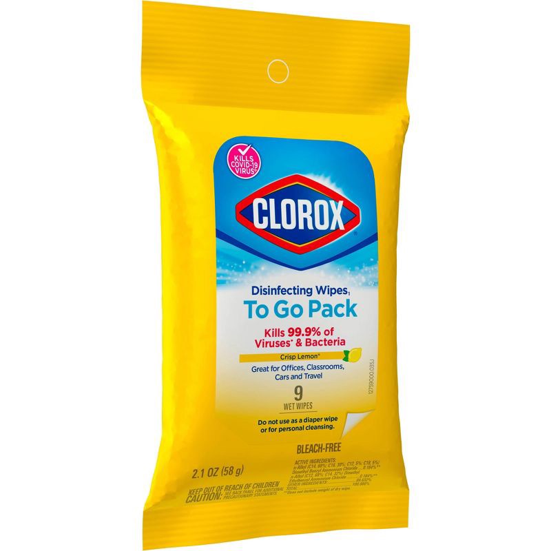 slide 2 of 10, Clorox To Go Citrus Disinfecting Wipes - 9ct, 9 ct