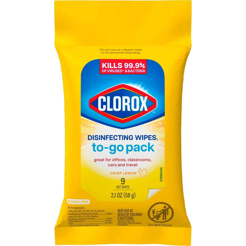 slide 2 of 21, Clorox To Go Citrus Disinfecting Wipes - 9ct, 9 ct